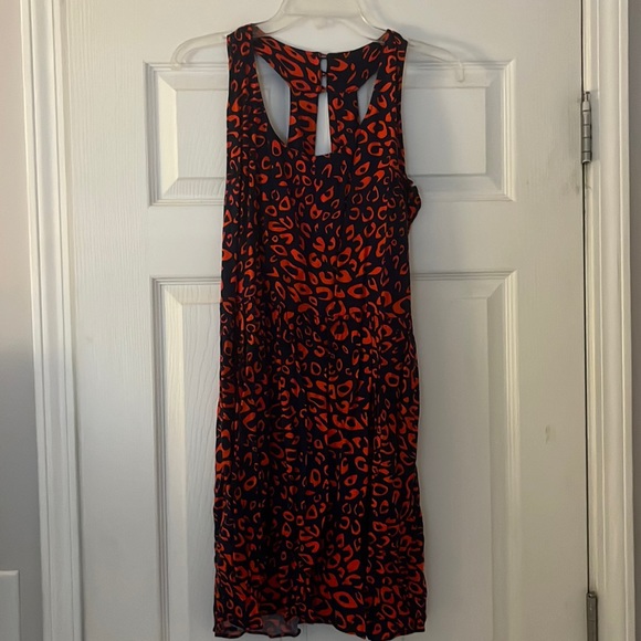 Red and blue sundress with gold buttons on neck - Picture 1 of 4